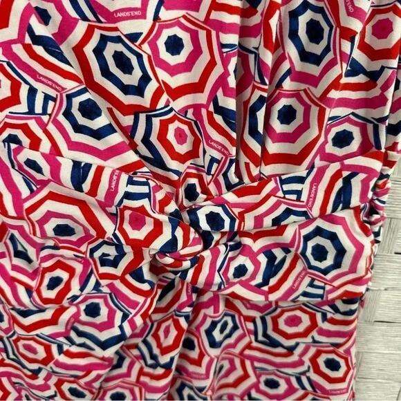 Lands’ End Print cap sleeve Dress Costal asymmetrical Twist tall plus size - Picture 3 of 9